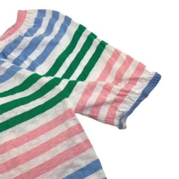 Talbots Striped Pastel Top Spring Colors Wideneck - Picture 5 of 7